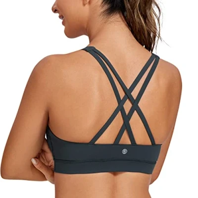Afbeelding van CRZ Yoga Dames Strappy Back Draadloze Gewatteerde Workout Sport BH Melaniet M