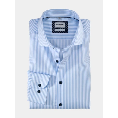 Afbeelding van OLYMP Level Five Body Fit Overhemd blauw/wit, Gestreept