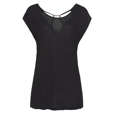 Afbeelding van Lascana Rundhals Tshirt basic, Dames, Maat: 32/34, Schwarz
