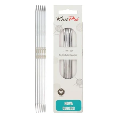Afbeelding van KnitPro 20 cm x 3,5 mm Nova Cubics dubbelpuntige naalden, glanzend messing