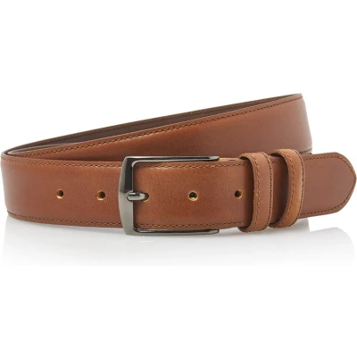 Afbeelding van Timbelt cognac pantalon riem 3.5 cm breed Volnerf leder pantalonriem riemmaat 115 totale lengte 130