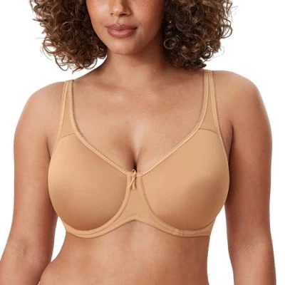 Afbeelding van DELIMIRA Dames T shirt Volledige Dekking Plus Size Naadloze Gewatteerde Beugelbeha Gloed 75C