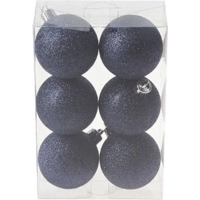 Afbeelding van Cosy &amp; Trendy Kerstballen 6 stuks donkerblauw glitter cm