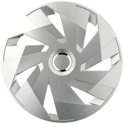 Afbeelding van Wieldoppen, 40,6 cm (16 inch), design voltage RC zilver, speciaal voor elektrische voertuigen, chromen afwerking en slagvast ABS, duurzaam betrouwbaar met klemring