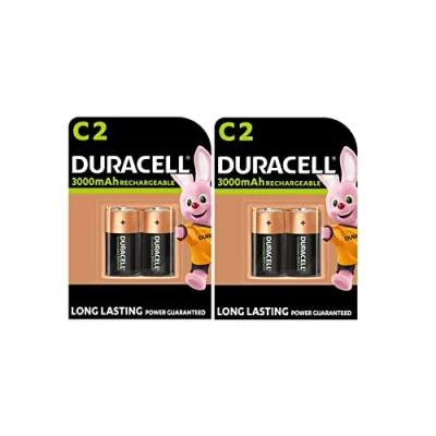 Afbeelding van 4 x Duracell C, oplaadbaar, 3000 mAh, HR14/DC1400 (2 blisterkaarten van 2 batterijen), batterijen