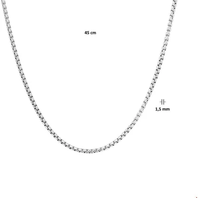 Afbeelding van Zilver Gerhodineerde Collier venetiaans bol 1 1329056 45 cm