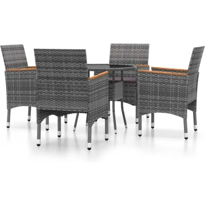 Afbeelding van vidaXL 5 delige Tuinset poly rattan grijs