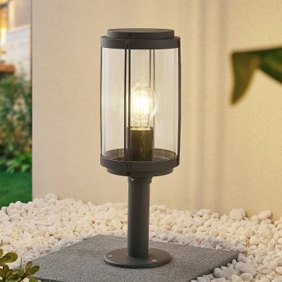 Afbeelding van Lindby Sokkellamp 1licht aluminium, polycarbonaat H: 40 cm E27 donkergrijs, helder
