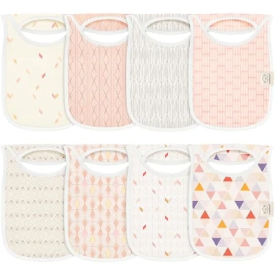 Afbeelding van KeaBabies 8 pack babyslabbetjes voor meisjes en jongens Driehoekige slabbetjes met aankleedeffect baby&#039;s, Superabsorberende kwijlslabbetjes pasgeborenen, Biologische katoenen (Prism)