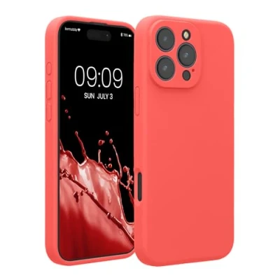 Afbeelding van kwmobile telefoonhoesje geschikt voor Apple iPhone 16 Pro Max TPU backcover met siliconen coating Smartphone case in neon koraal