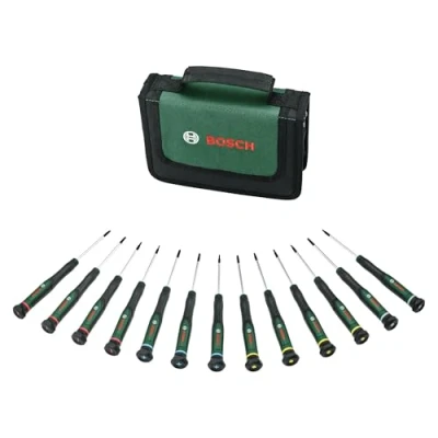 Afbeelding van Bosch Groen Precision screwdriver set 13 piece (Precisieschroevendraaierset 60mm stuks: SL1,5, SL2, SL2,5, SL3, PH000, PH00, PH0, TX5, TX6, TX8,