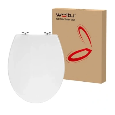 Afbeelding van Rootz Toiletbril WC deksel Toiletdeksel Badkameraccessoire Loo Top Toiletarmatuur John Lid Wit (WS2586) 19,2 x 15,8 2,7 inch.