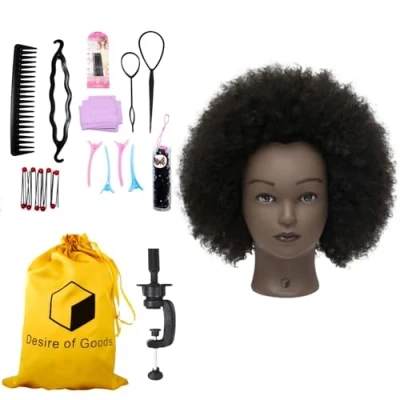Afbeelding van Desire of Goods Afro Oefenhoofd Kappershoofd Echt haar, Tafelklem