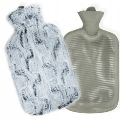 Afbeelding van Tragar warmwaterkruik kruik met polyester hoes 2 liter 34 x 20 cm grijs pluizig en zachte natuurlijk rubber