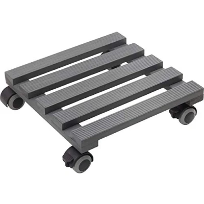Afbeelding van Metafranc Plantenroller 300 x mm 60 kg draagkracht Geribbelde grenen plaat grijs TPE wielen met 2 vastzetters/indoor roller/bloemroller/transporthulp voor planten / 825300