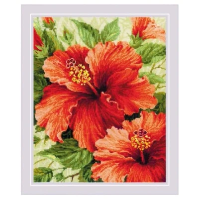 Afbeelding van RIOLIS Counted Cross Stitch Kit 15,75 inch X19,75 Hibiscus (10 Count)