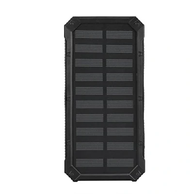 Afbeelding van Zonne energiebank Draagbare Powerbank oplader Energie Accumulator Dual USB Mobiele behuizing(zwart)