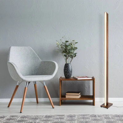 Afbeelding van Näve LED vloerlamp Madera in hout optiek, dimbaar