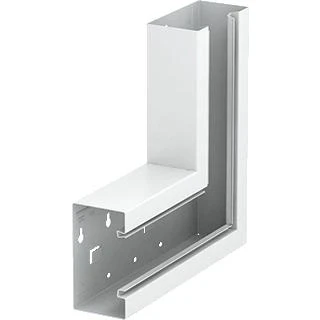 Afbeelding van Obo hoekstuk wandgoot met 1 deksel staal bevestiging binnenliggend bxd 130x70mm wit ral9010 6277220