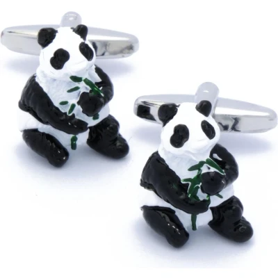 Afbeelding van Manchetknopen Panda met Bamboe Zwart en Wit