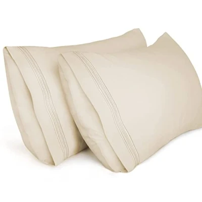 Afbeelding van Lirex Kussenslopen (2 Stuks), 50 x 70 cm Geborduurd Zachte van Geborsteld Microvezel, Machinewasbaar Kreukvrij Ademend, Beige