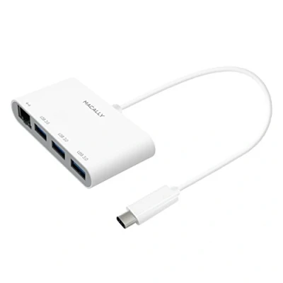Afbeelding van Macally UCHUB3GB USB C hub/adapter met 3 A poorten en 1 Gigabit Ethernet poort