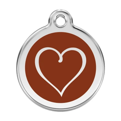 Afbeelding van Tribal Heart Brown roestvrijstalen hondenpenning large/groot dia. 3,8 cm RedDingo