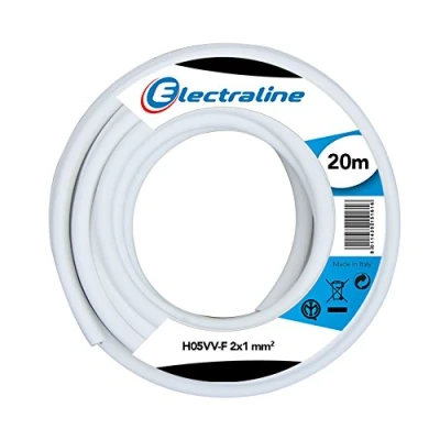 Afbeelding van electroline 11425 kabel H05VV F 2x1 mm. 20 mt wit