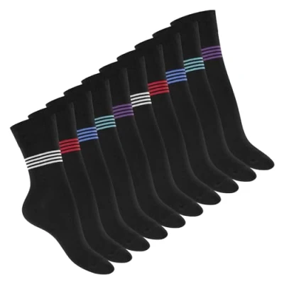 Afbeelding van Celodoro Damessokken met motief (10 paar), schattig patroon, crew sokken, gerecyclede katoenvezel, Stripe Mix, 39 42 EU