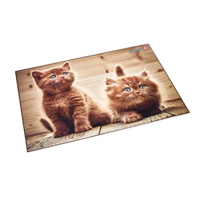 Afbeelding van Läufer 46650 Bureauonderlegger katten nieuwsgierige kittens, 53 x 40 cm, antislip onderlegger voor kinderen, accessoires kinderbureau, met transparant zijvak