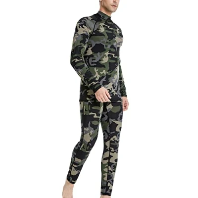 Afbeelding van MeetHoo thermo ondergoed voor heren, functioneel met rolkraag, ski ondergoed, winter, set, ademend, warm, onderhemd en thermische broek