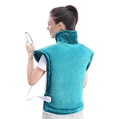 Afbeelding van Verwarmingskussen voor rug, schouders, nek, 60 x 90 cm, met 5 temperatuurniveaus, elektrisch warmtekussen automatische uitschakeling en oververhittingsbeveiliging, machinewasbaar, rugwarmer,
