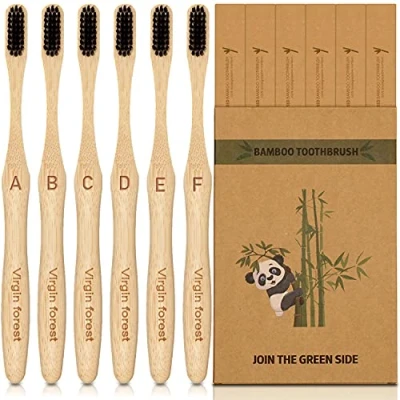 Afbeelding van Bamboe Tandenborstels, Houten Tandenborstel, Ecologische en 100% Biologisch Afbreekbare Tandenborstel