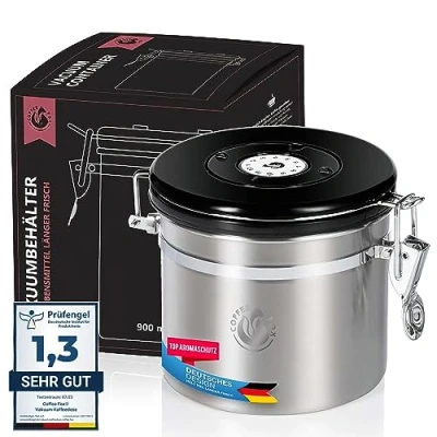 Afbeelding van Vacuüm koffiekan, theebus, voorraadkan Voorraadcontainer Vacuümkan met aromadeksel, luchtdicht (Medium (1300ml)) (Groot (1900ml))