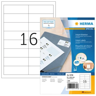 Afbeelding van Etiket HERMA 10780 97x33.8mm wit 1280stuks