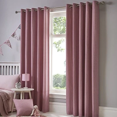 Afbeelding van Fusion Sorbonne 100% katoen paar oogjes gordijnen 66&quot; breedte x 54&quot; druppel (168 137cm) in blozen