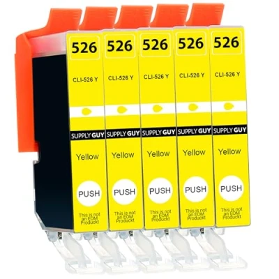 Afbeelding van Supply Guy 5 Inktpatronen met chip compatibel Canon CLI 526 Geel voor IP4850 IP4950 IX6550 MG5150 MG5250 MG5340 MG5350 MG6150 MG6250 MG8150 MG8240 MG8250 MX715 MX885 MX895
