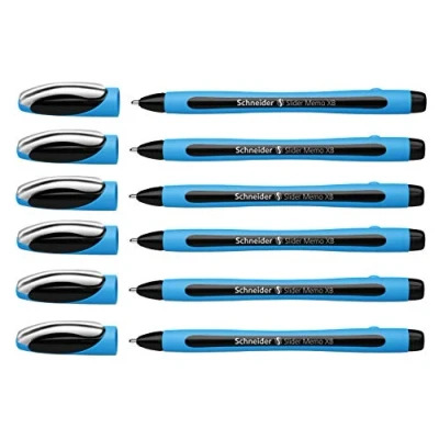 Afbeelding van Schneider Slider Memo XB balpen (met dop, lijndikte: XB, Made in Germany) (zwart, 6)