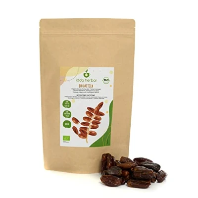 Afbeelding van biologische dadels ontpit, gedroogd, van gecertificeerde teelt, glutenvrij, lactosevrij, laboratorium getest, vegan, 100% natuurlijk zonder toevoegingen (500 GR)