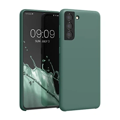 Afbeelding van kwmobile telefoonhoesje geschikt voor Samsung Galaxy S21 Hoesje met siliconen coating Smartphone case in dennengroen