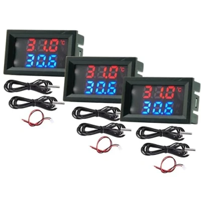 Afbeelding van Meting 4 30 V directe stroomvoorziening rood + blauw dual display digitale thermometer met waterdichte metalen sensor temperatuursensor (3)