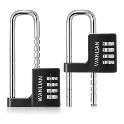 Afbeelding van Combinatieslot, 4 cijferig combinatieslot 3/8 inch lange beugel Outdoor waterdicht hangslot voor schoolkluis Gym Hasp opslag hek poort koeler koffer (zwart)