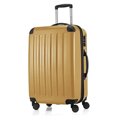 Afbeelding van HAUPTSTADTKOFFER Alex hardshell koffer trolley rolkoffer reiskoffer, 4 dubbele wielen, uitbreiding, Herfstgoud, 65 cm Koffer,
