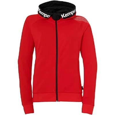 Afbeelding van Kempa Core 26 Hood Jacket Vrouwen Meisjes Hooded Jas Trainingsjack Sweatshirt Hoody Trui met Capuchon Handbal Volleybal Indoor Gym Fitness, Rood