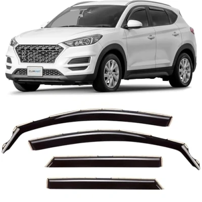 Afbeelding van CLIM ART Winddeflector voor/compatibel met Hyundai Tucson 2015 2020, regendeflectors voor deuren, winddeflectors auto&#039;s, in channel, 4 stuks, donker