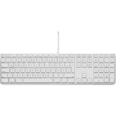 Afbeelding van LMP Bedraad Aluminium Toetsenbord voor Windows met dubbele USB aansluiting en numeriek keyboard 110 keys QWERTZ (DE) Zilver/Wit