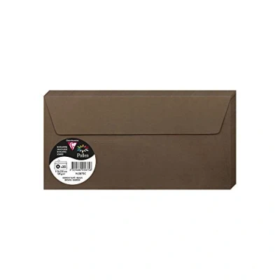 Afbeelding van Clairefontaine 5875C pakket met 20 zelfklevende enveloppen, formaat DL 11 x 22 cm, 120 g/m², kleur: bruin, taupe uitnodigingen voor evenementen en correctie, serie Pollen premium papier, glad