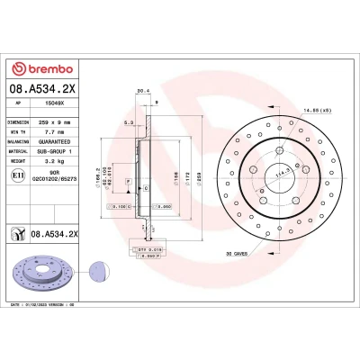 Afbeelding van Brembo Remschijven 08.A534.2X