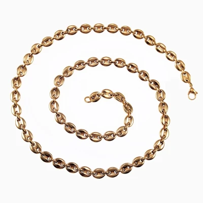 Afbeelding van 60cm x 7mm Koffieboon Ketting Unisex Stalen Goudkleur Schakelketting