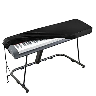 Afbeelding van Piano Toetsenbord Cover, Stretch Keyboard Cover Beschermhoes met Verstelbaar, Elastisch Koord en Vergrendeling voor 61 Toetsen Digitale (zwart)